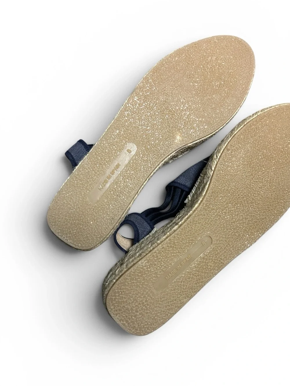 NWOB Sesto Meucci Lino Slingback Canvas Espadrille Size 8 Navy Low Wedge